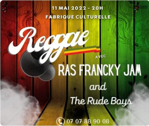 Soirée Reggae à la Fabrique Culturelle mercredi 11 mai à partir de 20h avec RAS Francky Jam et The Rude Boys